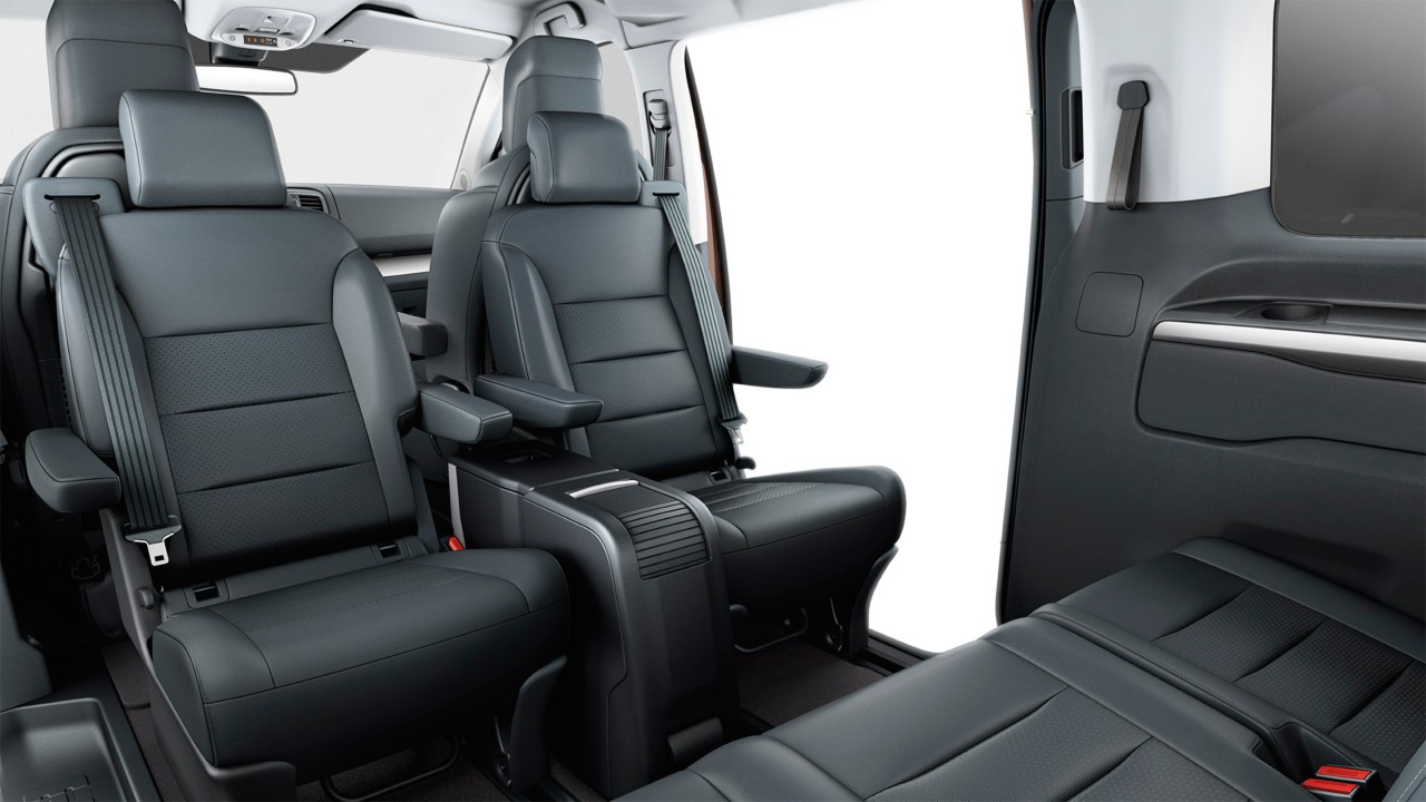 Model shown is Proace Verso VIP featuring black leather